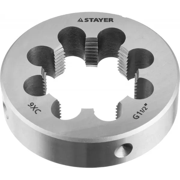 Плашка круглая ручная STAYER "MASTER", сталь 9ХС, для трубной резьбы G 1 1/2`` 28029-3/2 купить в Сургуте