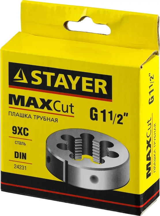 Плашка круглая ручная STAYER "MASTER", сталь 9ХС, для трубной резьбы G 1 1/2`` 28029-3/2 купить в Сургуте