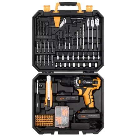 Дрель аккумуляторная DEKO DKCD20FU-Li, 063-4179 + набор 193 аксессуара купить в Сургуте