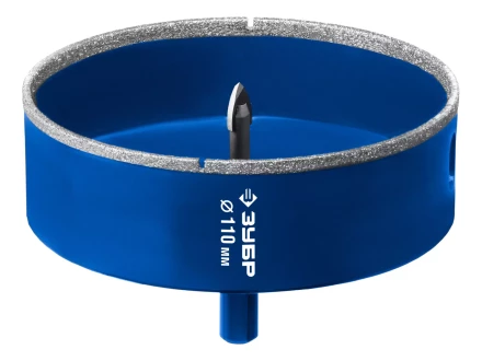 ЗУБР АГК d 110 мм (центр. сверло, трехгр. хвост, Р60), Алмазная коронка, Профессионал (29850-110) купить в Сургуте