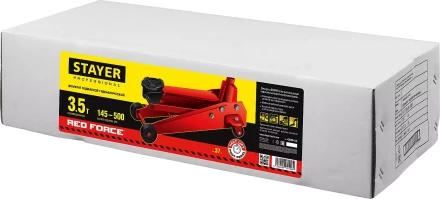 Домкрат гидравлический подкатной &quot;RED FORCE&quot;, с педалью, 3,5т, 145-500мм, STAYER 43155-3.5 43155-3.5 купить в Сургуте