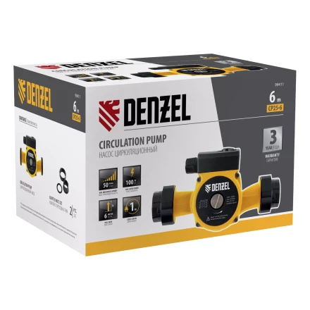 Циркуляционный насос CP25-6, напор 6 м, 50 л/мин, 1 м кабель, монт. длина 180 мм Denzel 99411 купить в Сургуте