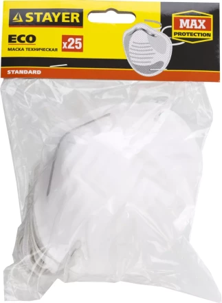 Маска STAYER &quot;STANDARD&quot; ECO техническая, 25шт 1110-H50_z01 купить в Сургуте
