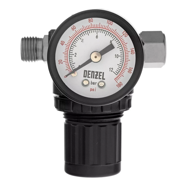 Регулятор давления с манометром Denzel R1500, 12 бар, 1/4", 57491 купить в Сургуте