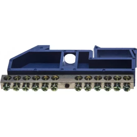 Шина СВЕТОЗАР нулевая на DIN-изоляторе, макс. ток 100А, 5,2мм, 12 полюсов 49807-12 купить в Сургуте