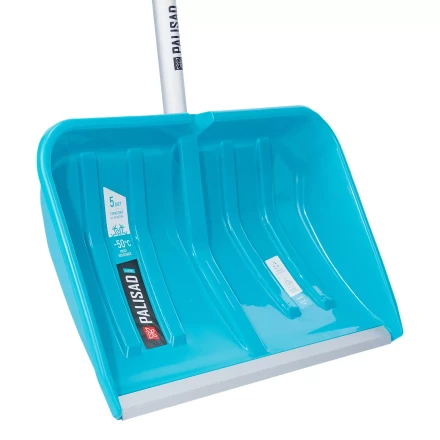 Лопата-скрепер для уборки снега Palisad 61727, полипропилен, 550х340х1450 мм, алюминиевый черенок, ПВХ, LUXE купить в Сургуте