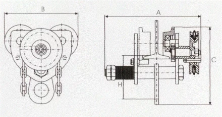 Тележка для тали с цепным приводом GCL610 LB г-п 5 тонн H=9 метра купить в Сургуте