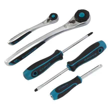 Набор инструментов 78 предметов , 120 зубьев, CrV, 1/4&quot;, 1/2&quot; Gross 14148 купить в Сургуте