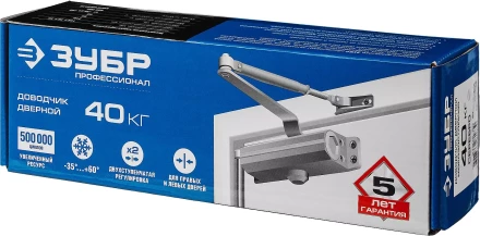 Доводчик дверной ЗУБР для дверей массой до 100 кг цвет серебро 37910-100 купить в Сургуте