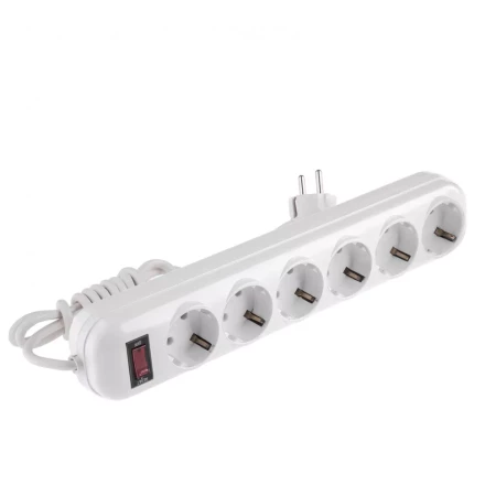 Удлинитель бытовой с заземлением и выключателем 5 м 6 розеток 10 A серия УХз10 Denzel 95982 купить в Сургуте