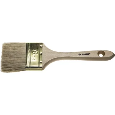 Кисть плоская  ЗУБР &quot;УНИВЕРСАЛ-ЭКСПЕРТ&quot;, натуральная щетина, деревянная ручка, 75мм 4-01005-075 купить в Сургуте