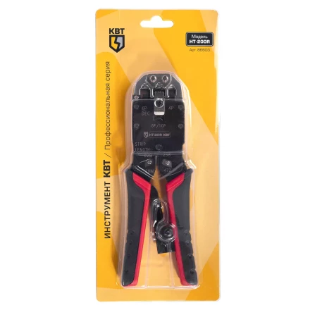 Кримпер многофункциональный КВТ HT-106E с 3 встроенными модулями для обжима RJ-45, RJ-12, RJ-11 (86603) купить в Сургуте