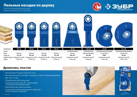 ЗУБР ПП-35 UniLock, 35 x 40 мм, OIS-хвост., насадка прямая пильная, Профессионал (15565-35) купить в Сургуте