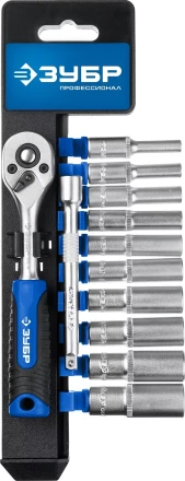 ЗУБР ТМ-12У, 12 предм., (1/4), набор торцовых головок, Профессионал (27651-H12) купить в Сургуте