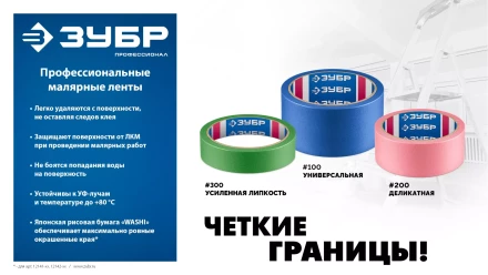 ЗУБР №200 24 мм х 25 м, для деликатных и недавно окрашенных поверхностей, малярная лента, Профессионал (12142-24) купить в Сургуте