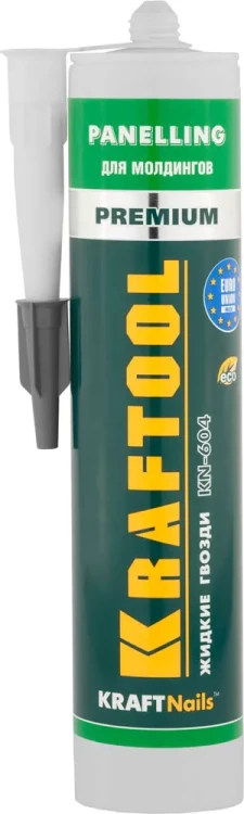 Клей монтажный KRAFTOOL KraftNails Premium KN-604, для молдингов, панелей и керамики, без растворителей, 310мл 41349_z01 купить в Сургуте