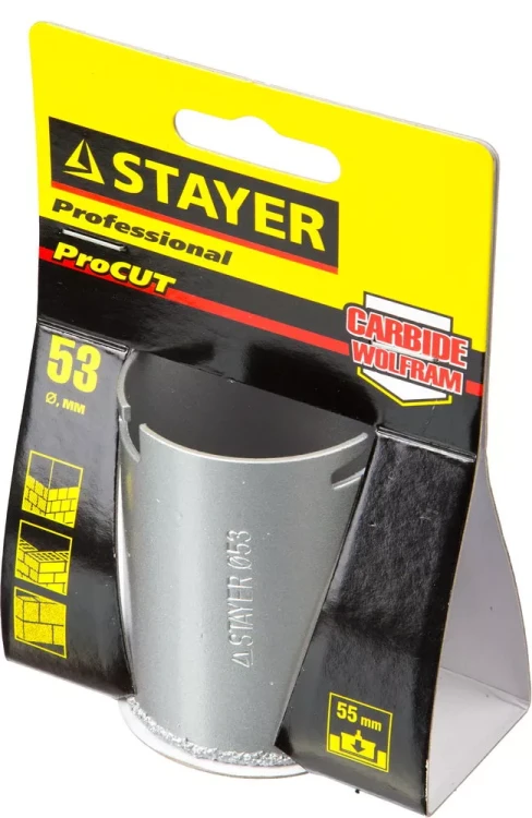Коронка STAYER "PROFESSIONAL" кольцевая с карбидно-вольфрамовой крошкой, d=53мм 33345-53 купить в Сургуте