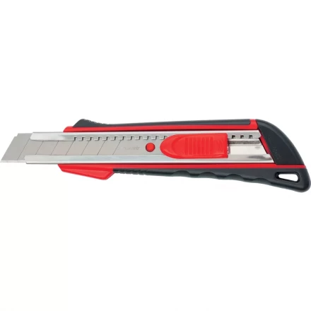 Нож 18мм, выдвижное лезвие, металлическая направляющая, эргономичная двухкомпонентная рукоятка MATRIX 78933 купить в Сургуте