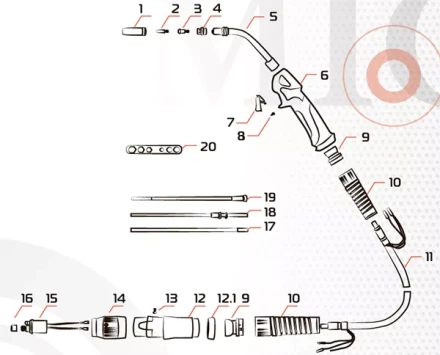 Гусак к горелке MIG 24KD MF0180 Ref Aurora купить в Сургуте