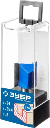 ЗУБР 24 x 25 мм, хвостовик 8 мм, фреза пазовая прямая, Профессионал (28753-24-25) купить в Сургуте