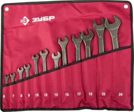 Набор ЗУБР Ключи комбинированные, серия &quot;Т-80&quot;, хромованадиевая сталь, зелёный цинк, 6-24мм, 12шт 27025-H12 купить в Сургуте