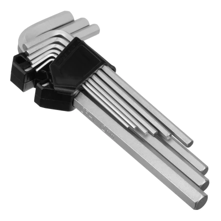 Набор ключей имбусовых, HEX, 2-12 мм, CrV, 9 шт., удлиненные Сибртех 123697 купить в Сургуте