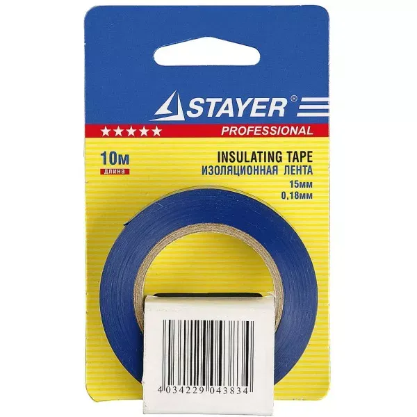 Изолента, STAYER Profi 12292-B-15-10, ПВХ, на карточке, 15мм х 10м х 0,18мм, синяя 12292-B-15-10 купить в Сургуте