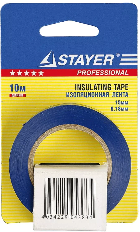 Изолента, STAYER Profi 12292-B-15-10, ПВХ, на карточке, 15мм х 10м х 0,18мм, синяя 12292-B-15-10 купить в Сургуте