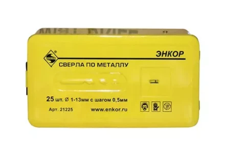 Набор сверл д/мет. 25шт 1-13/шаг0,5мм 9524 1/20 ЭНКОР 21225 купить в Сургуте