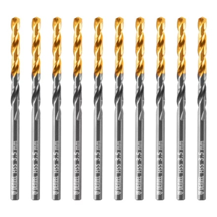 Сверло по металлу, 3,5 мм, HSS-Tin, Golden Tip, 10 шт. Denzel 717207 купить в Сургуте