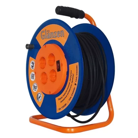 Удлинитель силовой на катушке GLANZEN 4 гн. КГ 3х1,5 ЕВ-50-009 купить в Сургуте