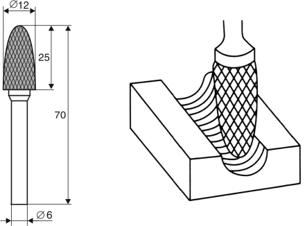 Борфреза Аркоподобная закругленная F 6х12 Энкор 21710 купить в Сургуте