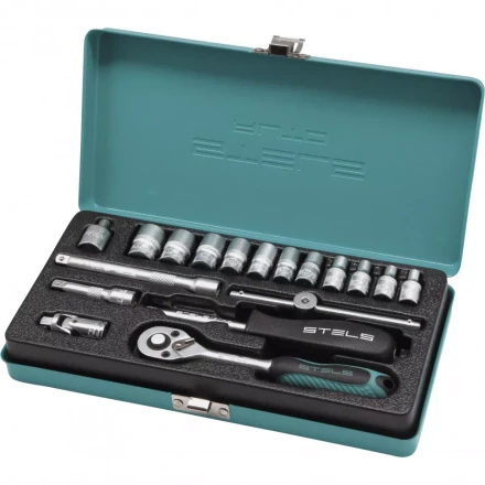 Набор торцевых головок с трещоткой 1/4 18 предметов Stels 13573 купить в Сургуте