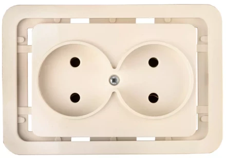 Розетка СВЕТОЗАР &quot;ГАММА&quot; двойная, цвет бежевый, 16А/~250В SV-54102-B купить в Сургуте