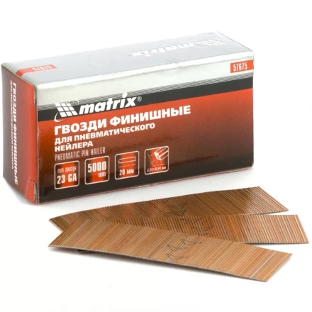 Гвозди финишные шпильки 23GA для пн. нейлера финишного диам. 0,64 мм длина -22 мм,5000 шт MATRIX 57677 купить в Сургуте