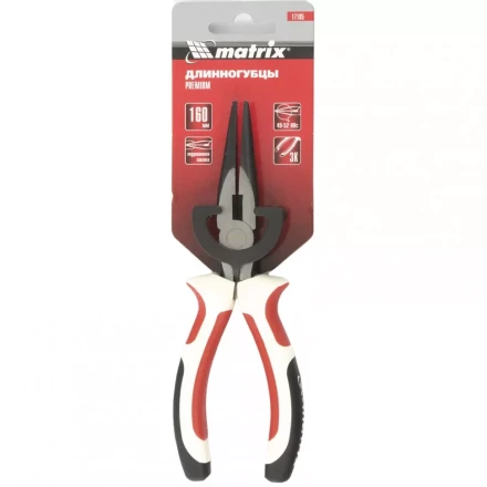 Длинногубцы Premium 200 мм прямые трехкомпонентные рукоятки MATRIX 17187 купить в Сургуте