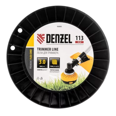 Леска для триммера зубчатый квадрат, 3,0мм х 113м, на DIN катушке FLEX CORD// Denzel 96806 купить в Сургуте