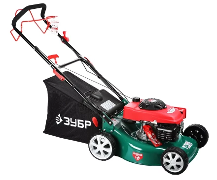 Газонокосилка ЗУБР бензиновая, самоход, 10 ступ. (25-75мм), 60л травосборник, 135см3, 460мм, 3.3кВт ЗГКБ-460СТ купить в Сургуте