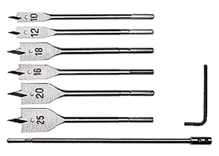 Набор сверл перовых по дереву 10-12-16-18-20-25 мм 6 шт удлинитель 300 мм MATRIX 70406 купить в Сургуте