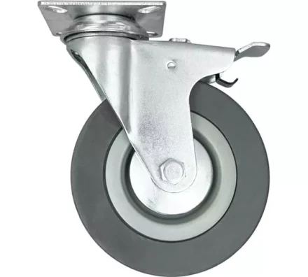 Аппаратное поворотное колесо с тормозом HITCH 50*18 резина серая SCgb25 (SZ084836) купить в Сургуте