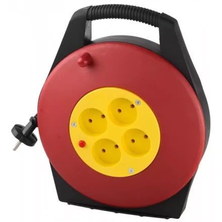 Удлинитель электрический на катушке, евро, 4 гнезда, 10м, СВЕТОЗАР SV-55071-10 купить в Сургуте