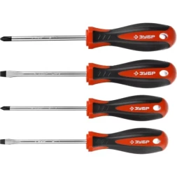 Набор ЗУБР "МАСТЕР": Отвертки, Cr-v, эргономичная двухкомпонентная рукоятка, 4шт 25065-H4_z03
