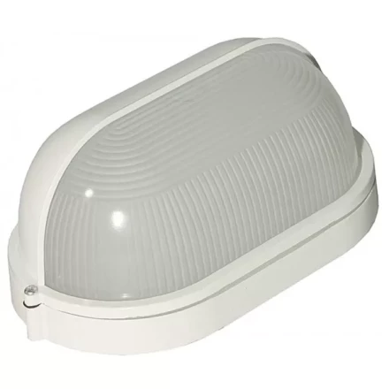 Светильник уличный СВЕТОЗАР влагозащищенный с верхним защитным кожухом, овал, цвет белый, 100Вт SV-57213-W купить в Сургуте