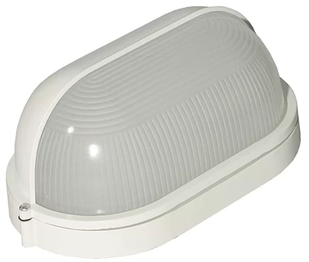 Светильник уличный СВЕТОЗАР влагозащищенный с верхним защитным кожухом, овал, цвет белый, 100Вт SV-57213-W купить в Сургуте