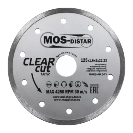 Алмазный отрезной диск 1A1R CLEAR CUT (Чистый рез) (5 mm) MOS-DISTAR 115*1,6*5*22,23 mm купить в Сургуте