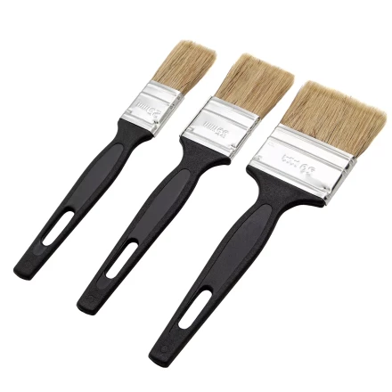 Набор кистей флейцевых 3 шт. (25 мм, 35 мм, 50 мм), натуральная щетина, пластиковая ручка Сибртех 82507 купить в Сургуте