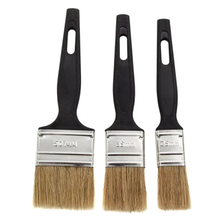 Набор кистей флейцевых 3 шт. (25 мм, 35 мм, 50 мм), натуральная щетина, пластиковая ручка Сибртех 82507 купить в Сургуте