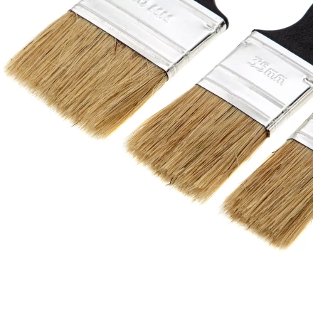 Набор кистей флейцевых 3 шт. (25 мм, 35 мм, 50 мм), натуральная щетина, пластиковая ручка Сибртех 82507 купить в Сургуте