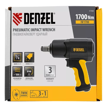Ударный пневмогайковерт Denzel IW1700, 3/4&quot;, 8500 об/мин, 1700 Нм 57488 купить в Сургуте