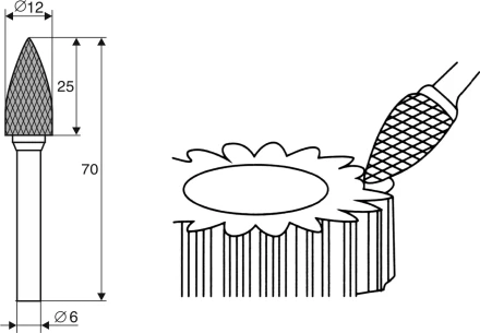 Борфреза Аркоподобная заостренная G 6х12 Энкор 21713 купить в Сургуте